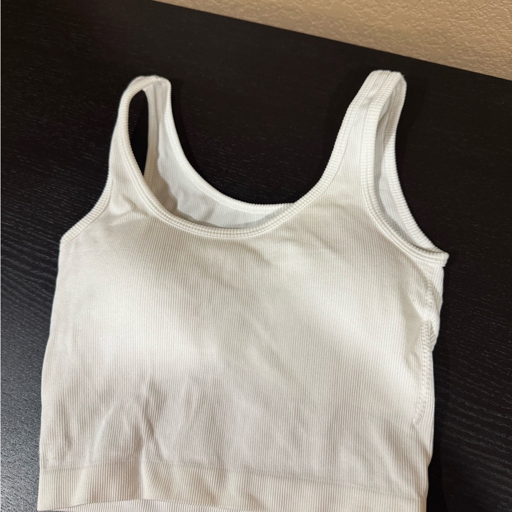 White Ribbed Tank Top